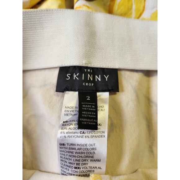 White House Black Market Yellow Pineapple Print Skinny Crop Stretch Pant Size 2 - Picture 5 of 5